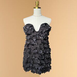 3D Floral Polka Dot Mini Dress